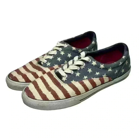 Tommy Hilfiger Other - Tommy Hilfiger Mens Size 10.5 Patriot * Stars & Strips Canvas Shoes Red/Wht/Blue